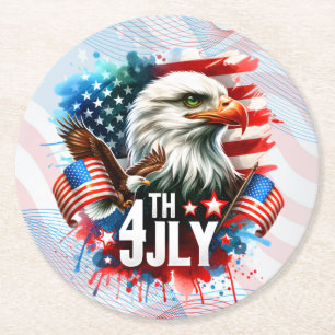 American Patriotic Eagle Sublimation-61905 Round Paper Coaster