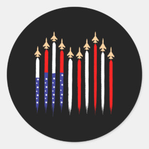 American Patriotic Fighter Jets Usa Flag 4th Of Ju Classic Round Sticker