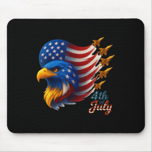 American Patriotic Fighter Jets Usa Flag Eagle 4th Mouse Pad