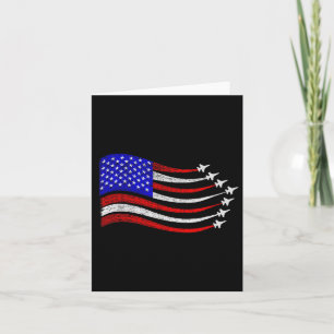 American Patriotic Fighter Jets Usa Flag Waving 4t Card