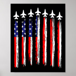 American Patriotic Fighter Jets Usa Flag Waving 4t Poster