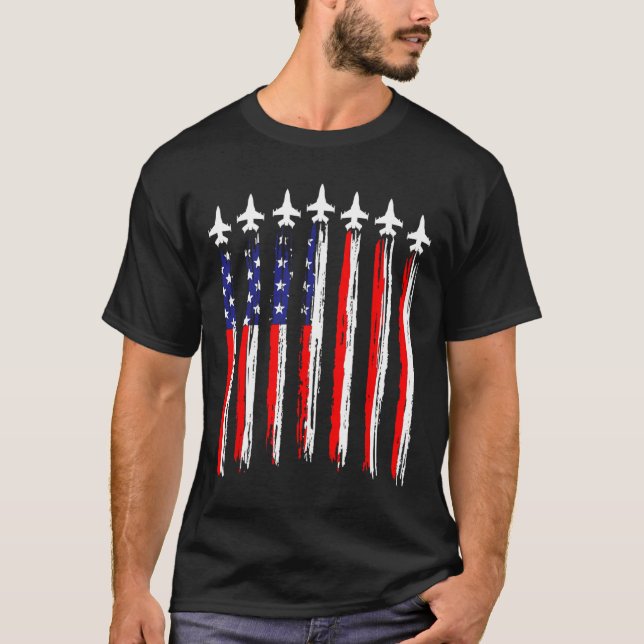 American Patriotic Fighter Jets Usa Flag Waving 4t T-Shirt (Front)