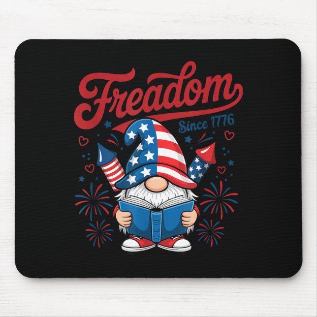 American Patriotic Gnome 1776 Freadom Firework Mouse Pad (Front)