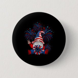 American Patriotic Gnome Usa Independence Day 4th  6 Cm Round Badge
