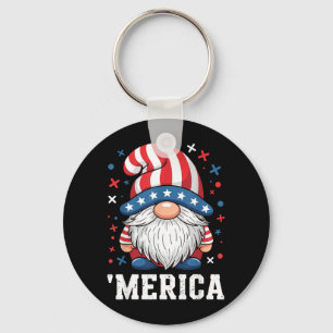 American Patriotic Gnome USA Independence Day 4th Key Ring