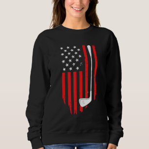 American Patriotic Golfer Usa Flag Retro Golf stic Sweatshirt