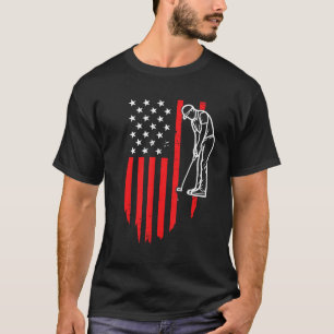 American Patriotic Golfer Usa Flag Retro Golf T-Shirt