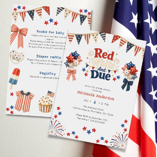 American Patriotic July 4th All-In-One Baby Shower Invitation