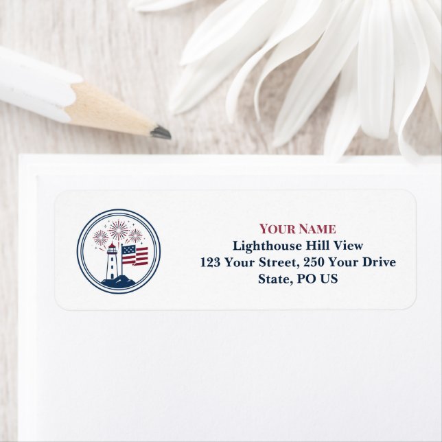  American Patriotic Lighthouse Red Blue Fireworks (Insitu)