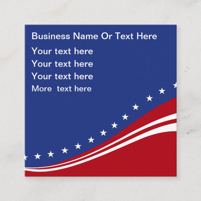 American Patriotic Patriot Stars And Stripes Square Business Card (Front)
