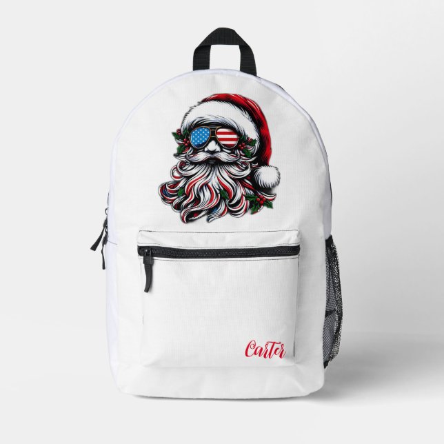 American/Patriotic Santa Printed Backpack (Front)