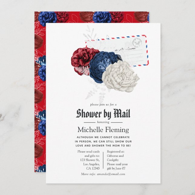 American Patriotic Shower by Mail Invitation (Front/Back)