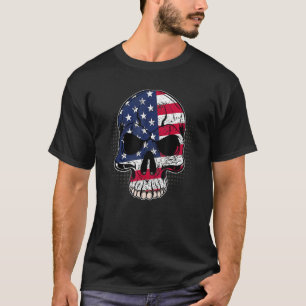 American Patriotic Skull 4th Of July Usa Flag Men T-Shirt