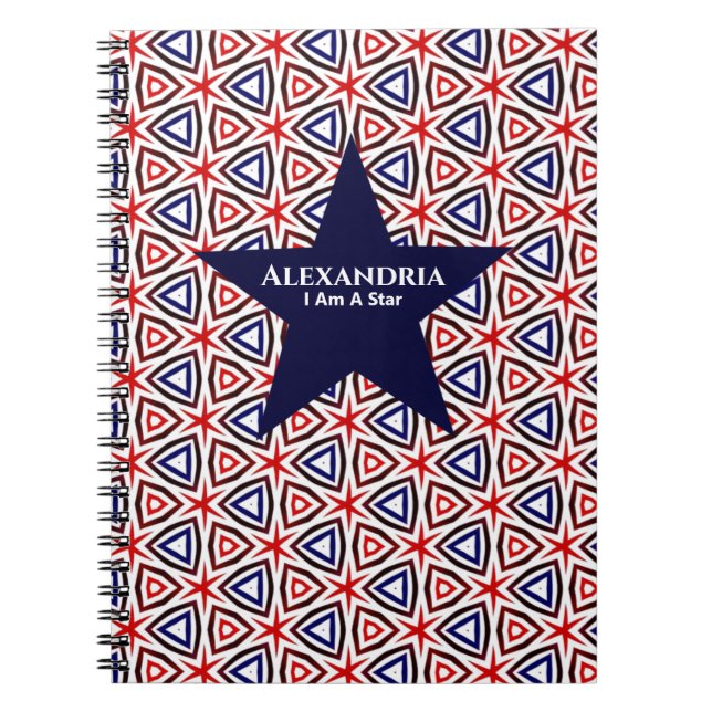 American Patriotic Star Red White Blue Pattern Notebook (Front)
