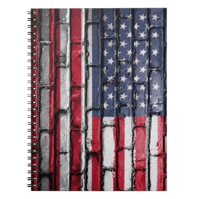 American Patriotic US Flag on the Wall Notebook (Front)