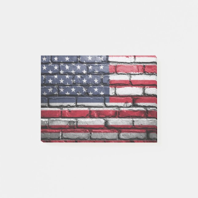 American Patriotic US Flag on the Wall Post-it Notes (Front)