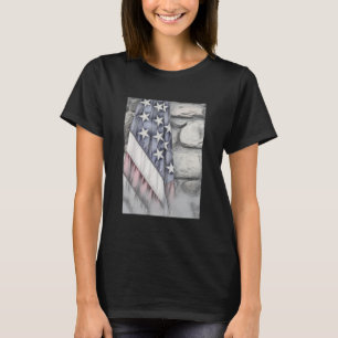 American Patriotic US Flag on the Wall T-Shirt