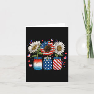 American Patriotic Usa Flag Jars With Sunflower 4t Card