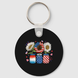 American Patriotic USA Flag Jars With Sunflower Key Ring