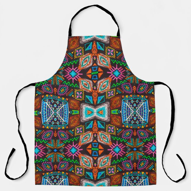American pattern. Ikat seamless print. Indian desi Apron (Front)