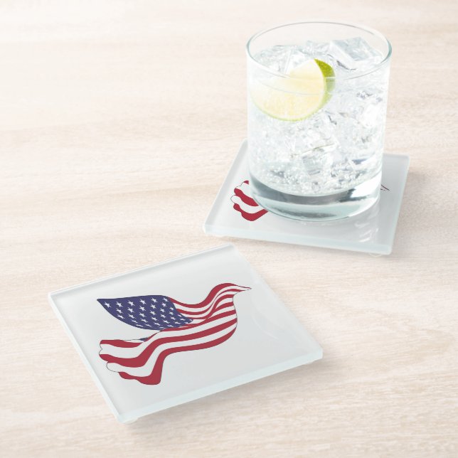 AMERICAN PEACE DOVE GLASS COASTER (Angled)