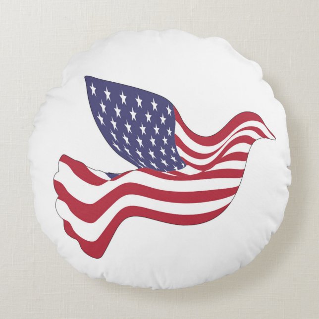 AMERICAN PEACE DOVE ROUND CUSHION (Front)
