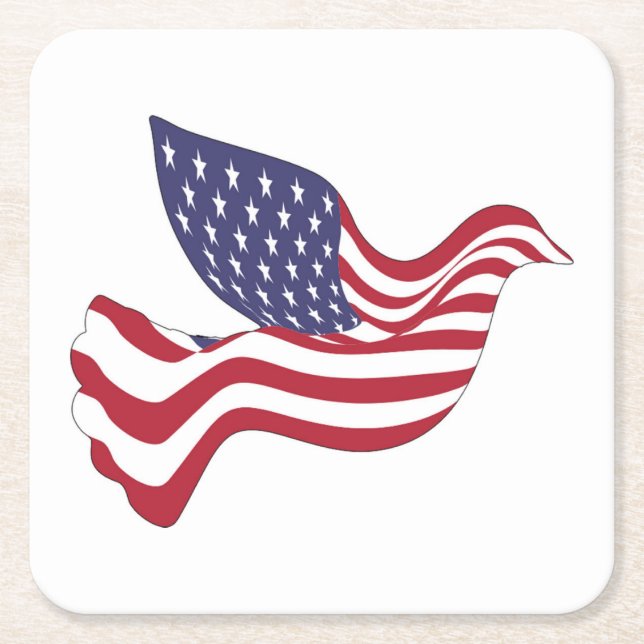 AMERICAN PEACE DOVE SQUARE PAPER COASTER (Front)
