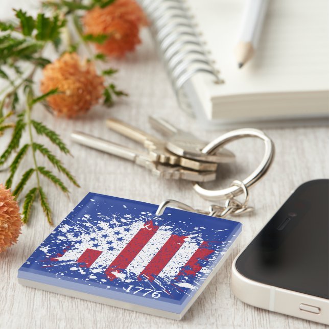 American Peace Flag 1776 American State National Key Ring (Front Right)