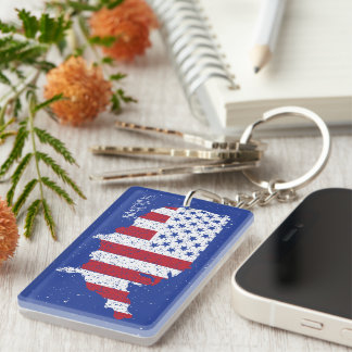 American Peace Flag America State National Key Ring