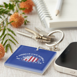 American Peace Flag Splat Est 1776 Key Ring