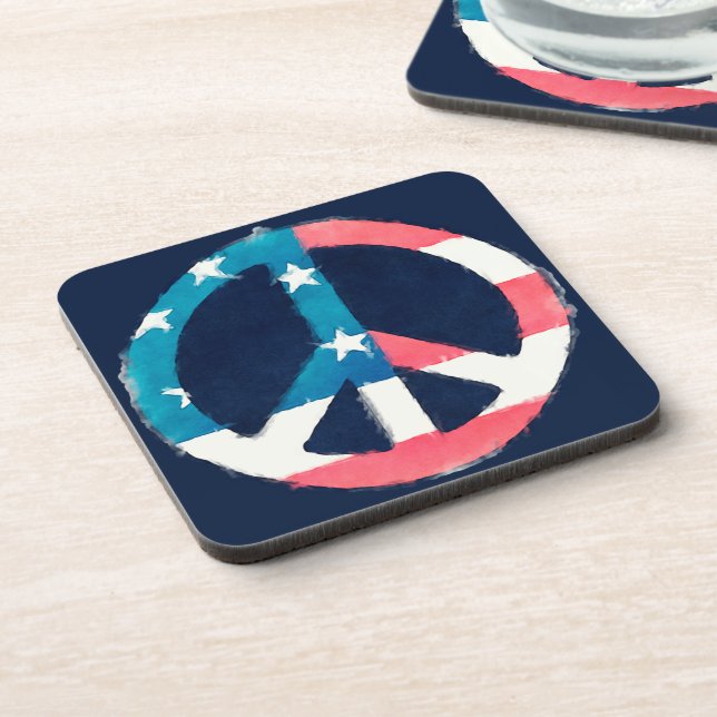 American Peace Sign grunge Coaster (Left Side)
