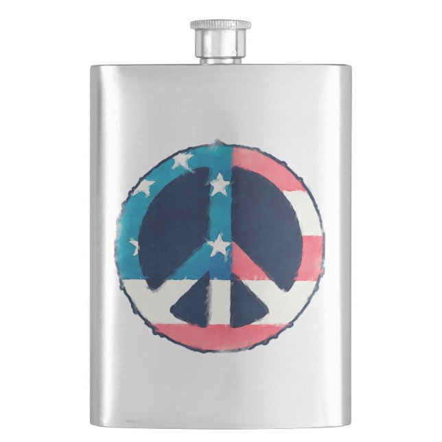 American Peace Sign grunge Hip Flask (Front)