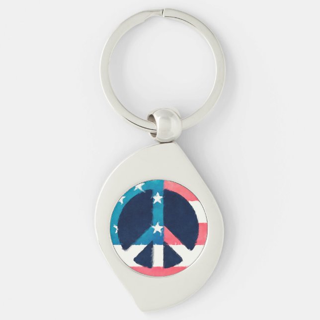 American Peace Sign grunge Key Ring (Front)