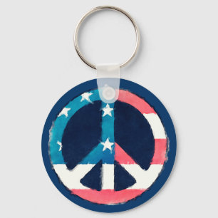 American Peace Sign grunge Key Ring