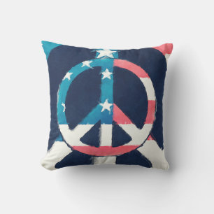 American Peace Sign grunge Outdoor Cushion