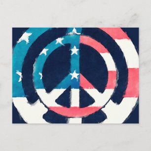 American Peace Sign grunge Postcard