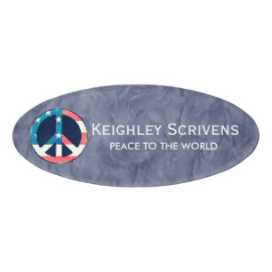 American Peace Sign grunge + your ideas Name Tag