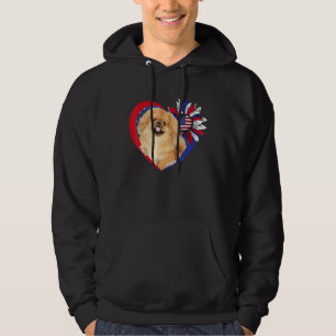 American Pekingese Dog Heart 4th Of July USA Flag  Hoodie