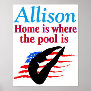 AMERICAN PERSONALIZED DIVER GIRL POSTER