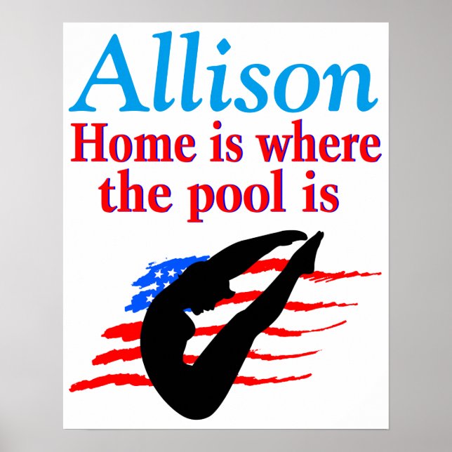 AMERICAN PERSONALIZED DIVER GIRL POSTER (Front)