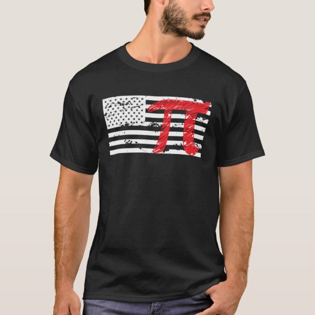 American Pi US Flag Pi Day Infinate Number T-Shirt (Front)