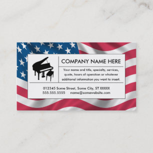 american piano business card
