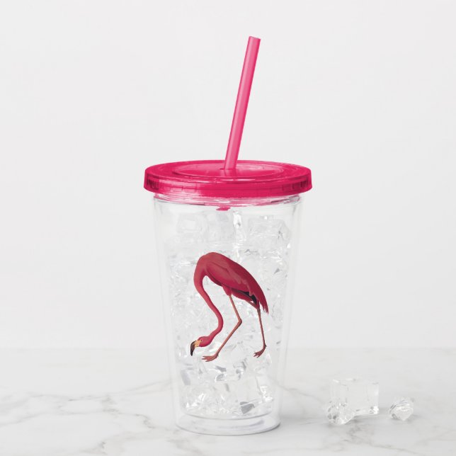 American Pink Flamingo Vintage Acrylic Tumbler (Back Ice)