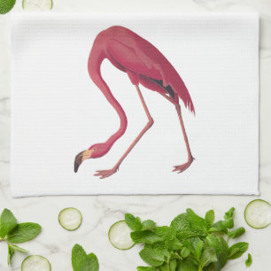 American Pink Flamingo Vintage Art Tea Towel