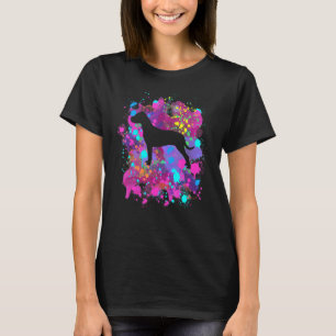 American Pit Bull Dog Pink Watercolor Splatter Art T-Shirt