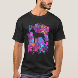 American Pit Bull Dog Pink Watercolor Splatter Art T-Shirt