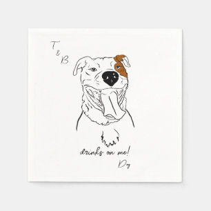 American Pit Bull drawing Wedding Cocktail Napkins