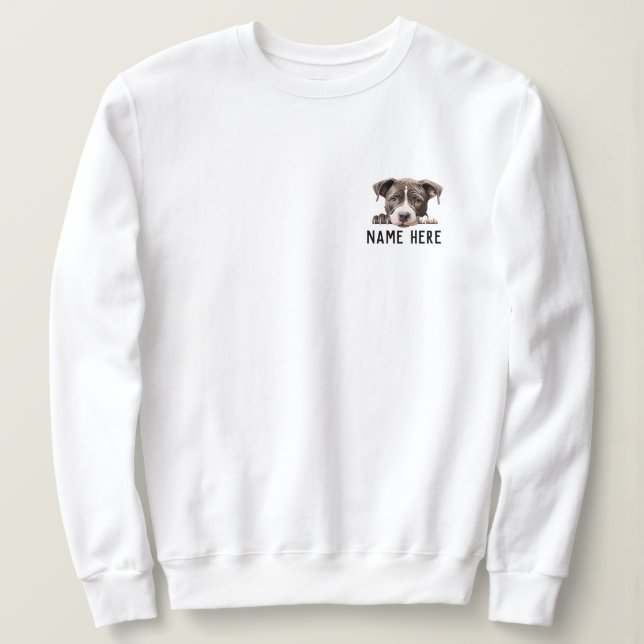 American Pit Bull Peeking Personalised  Sweatshirt (Design Front)