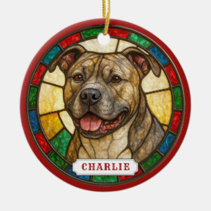 American Pit Bull Terrier Ceramic Circle Ornament