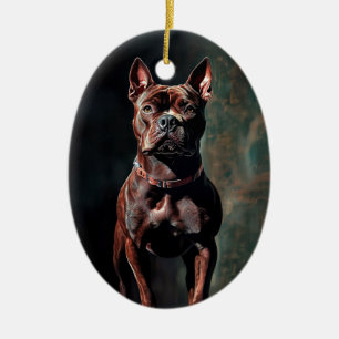 American pit bull terrier ceramic tree decoration